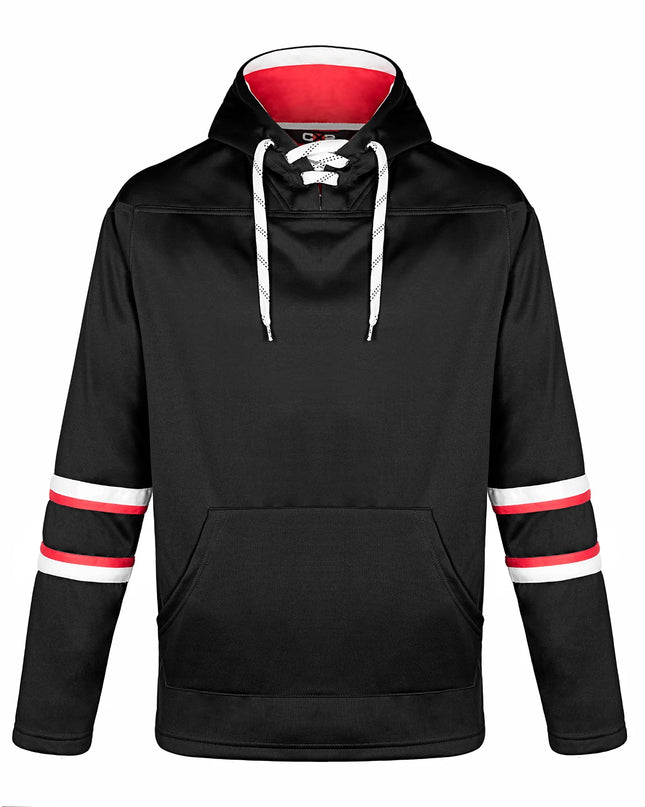 Custom Dangle Pullover Hockey Lace Hooded Sweatshirt - Adult
