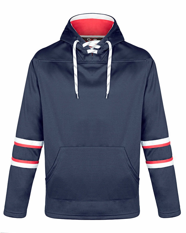 Custom Dangle Pullover Hockey Lace Hooded Sweatshirt - Adult