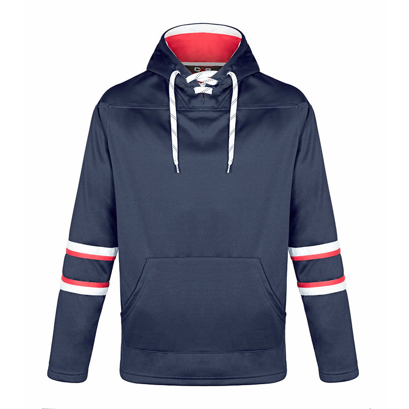 Custom Dangle Pullover Hockey Lace Hooded Sweatshirt - Adult