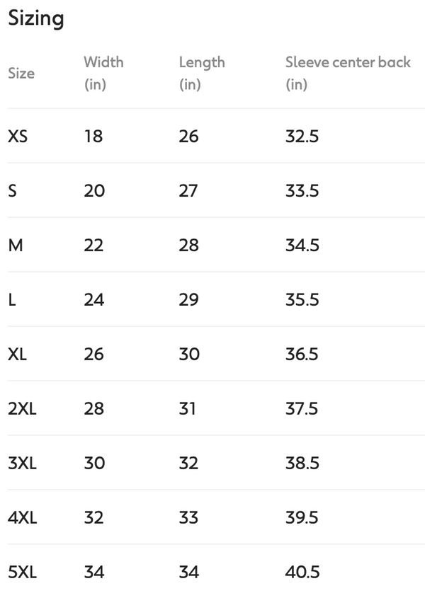 Size chart