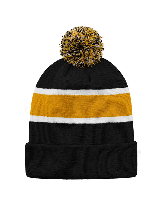 Custom Striped Knit Cuff Toque with Pom-Pom