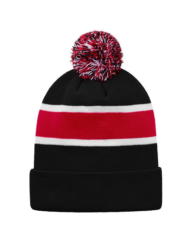 Custom Striped Knit Cuff Toque with Pom-Pom