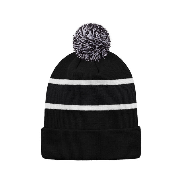Custom Striped Knit Cuff Toque with Pom-Pom