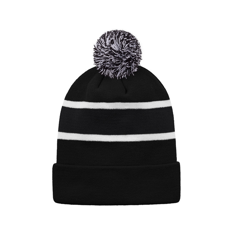 Custom Striped Knit Cuff Toque with Pom-Pom