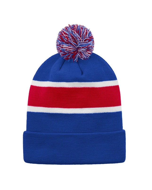 Custom Striped Knit Cuff Toque with Pom-Pom