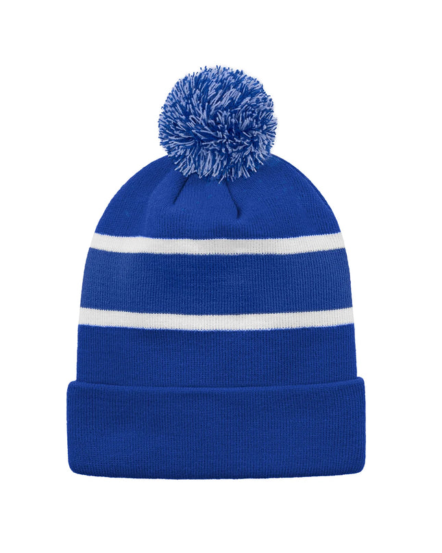 Custom Striped Knit Cuff Toque with Pom-Pom