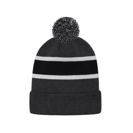 Custom Striped Knit Cuff Toque with Pom-Pom