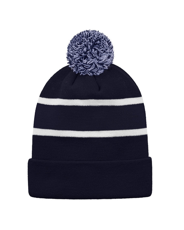 Custom Striped Knit Cuff Toque with Pom-Pom