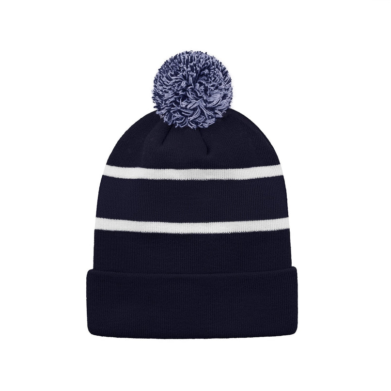 Custom Striped Knit Cuff Toque with Pom-Pom