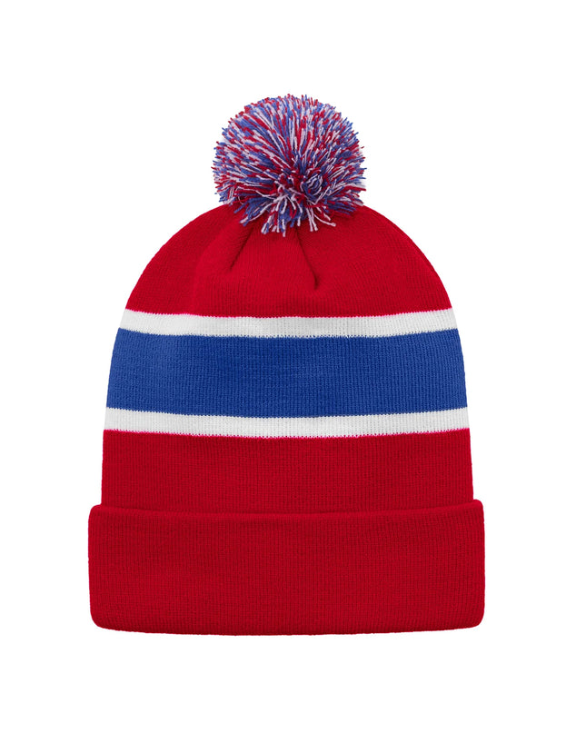 Custom Striped Knit Cuff Toque with Pom-Pom