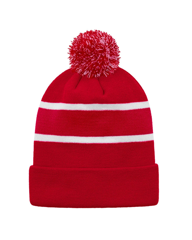 Custom Striped Knit Cuff Toque with Pom-Pom