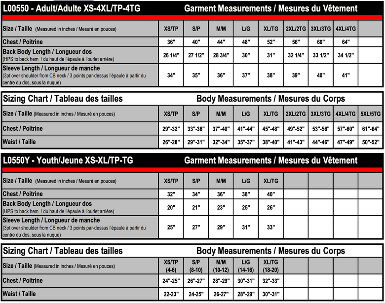 Size chart