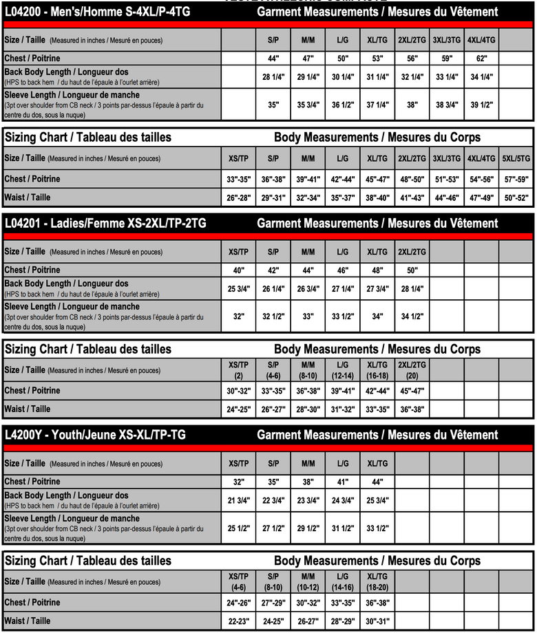 Size chart