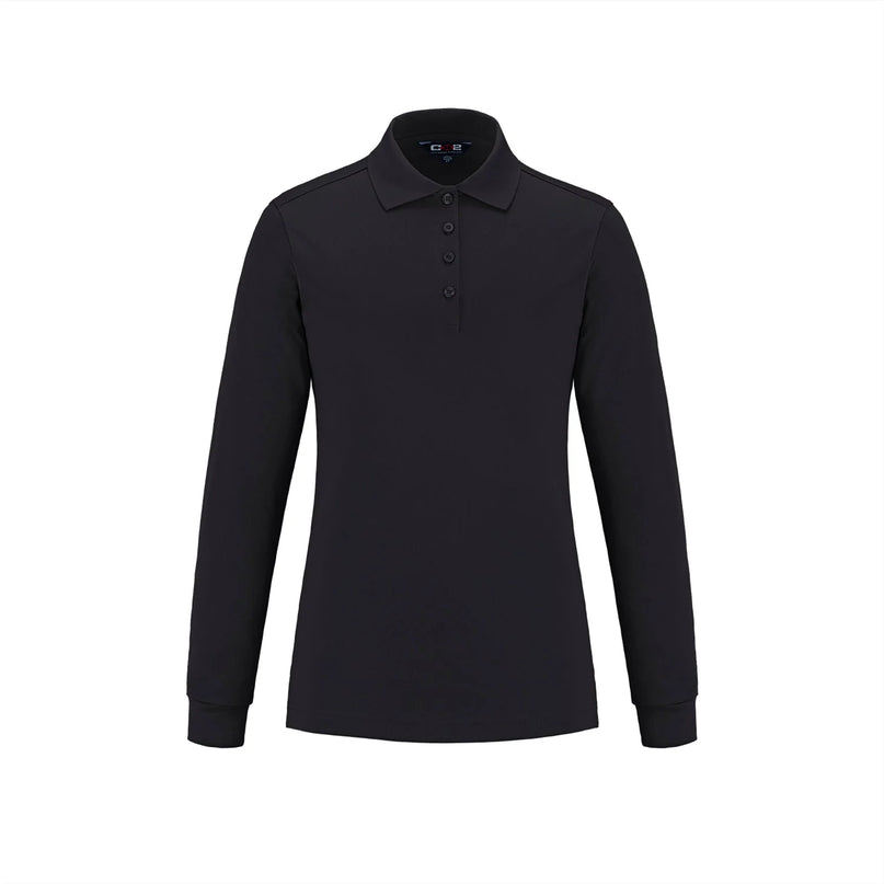 Custom Long Sleeve Pique Mesh Polo - Ladies