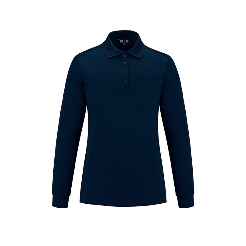 Custom Long Sleeve Pique Mesh Polo - Ladies