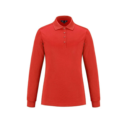 Custom Long Sleeve Pique Mesh Polo - Ladies