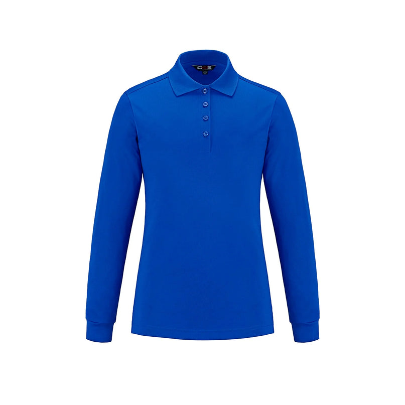 Custom Long Sleeve Pique Mesh Polo - Ladies