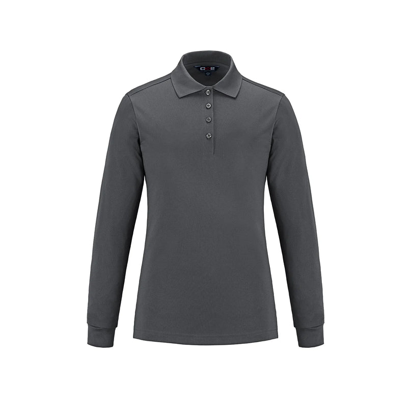 Custom Long Sleeve Pique Mesh Polo - Ladies